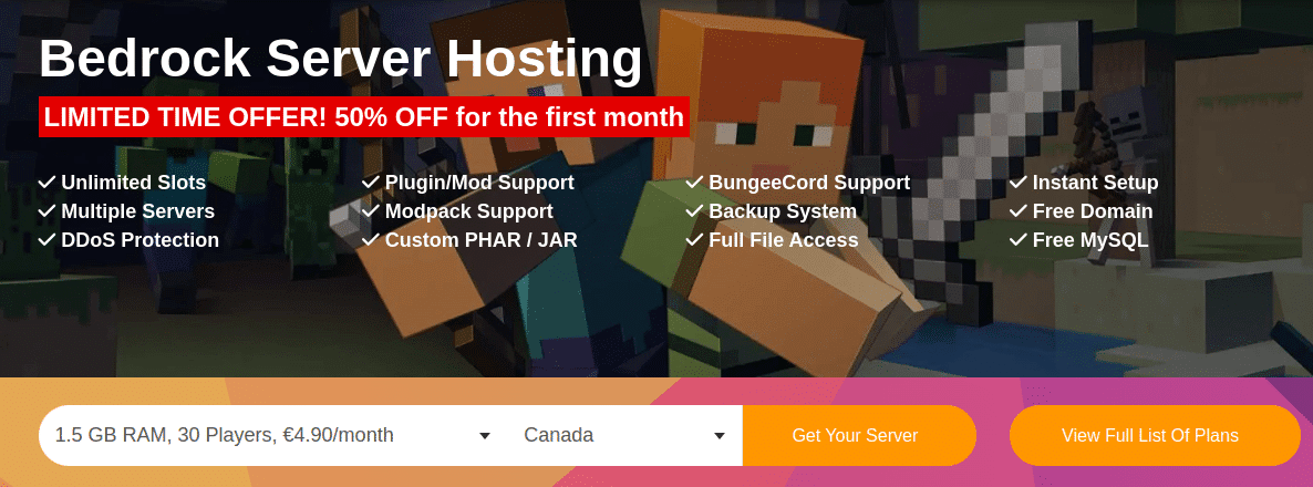 Minecraft Server hosting from 2.45$/month