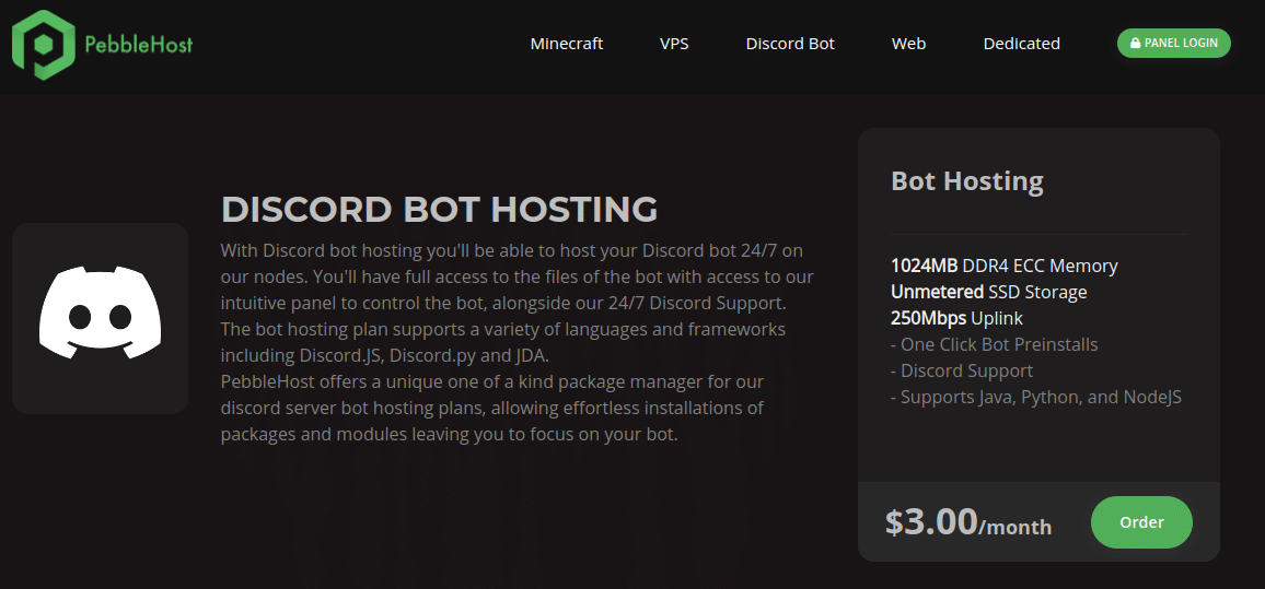 discord bot PebbleHost hosting