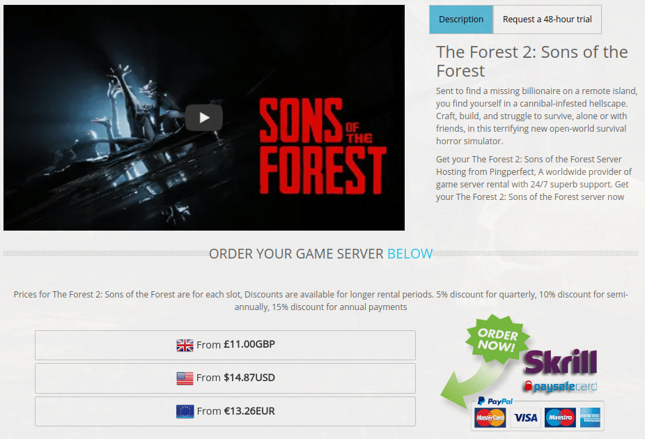 pingperfect best sons of the forest server host