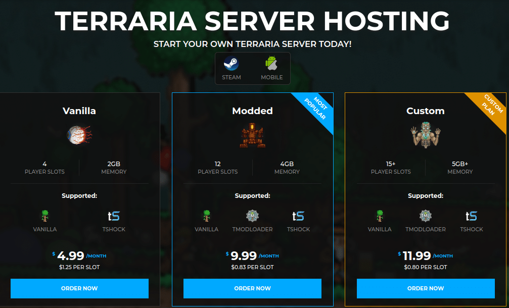 shockbyte terraria dedicated server hosting