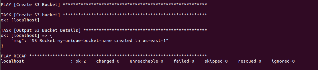 create an s3 bucket with ansible