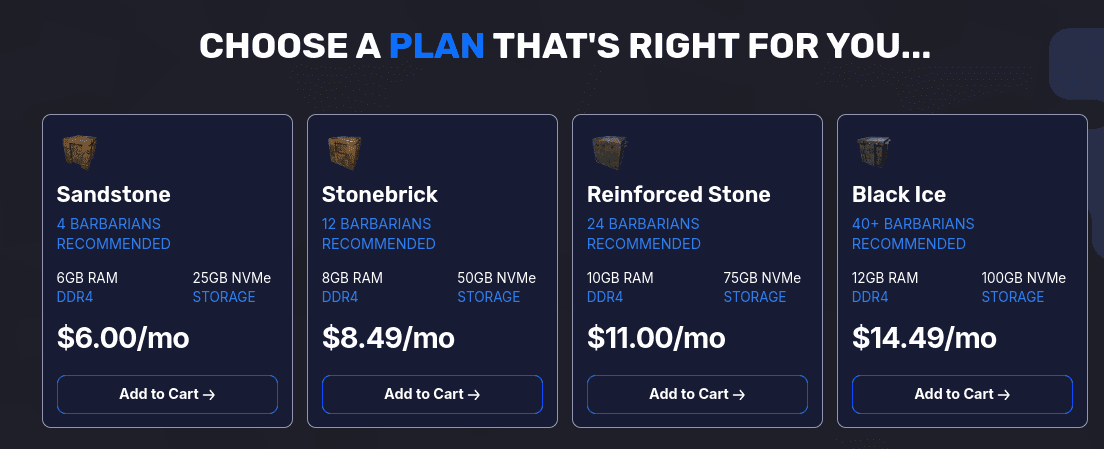 gravelhost pricing plans