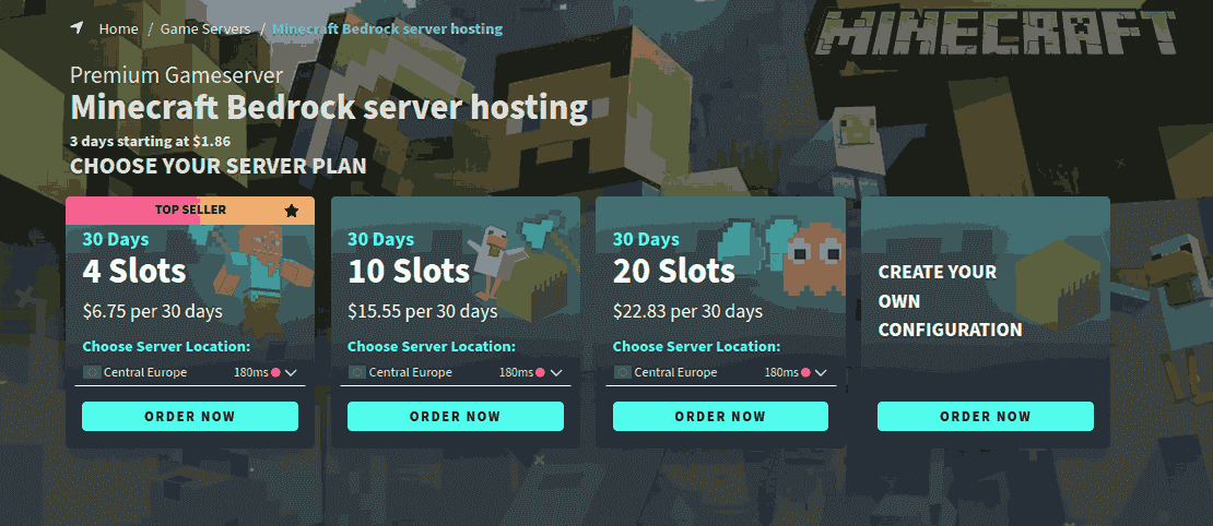 G-portal affordable minecraft bedrock hosting