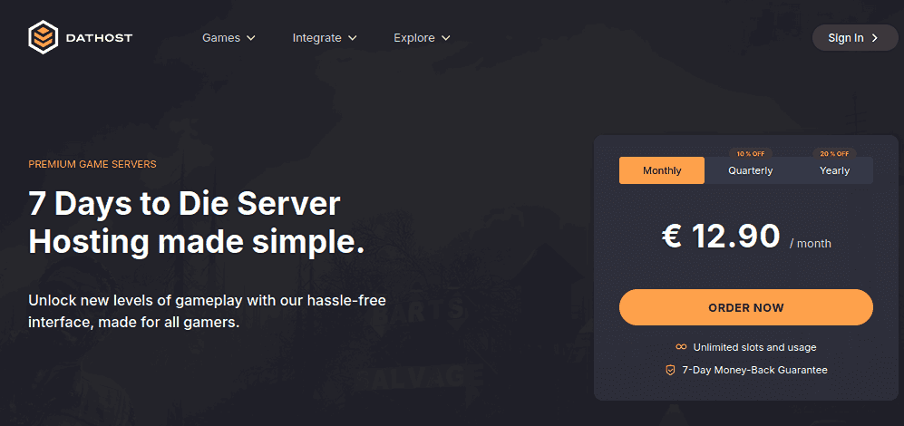 dathost 7 days to die server hosting