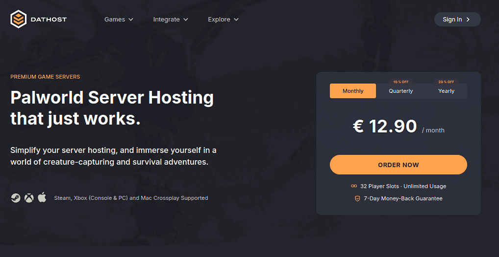 dathost cheap palworld server hosting