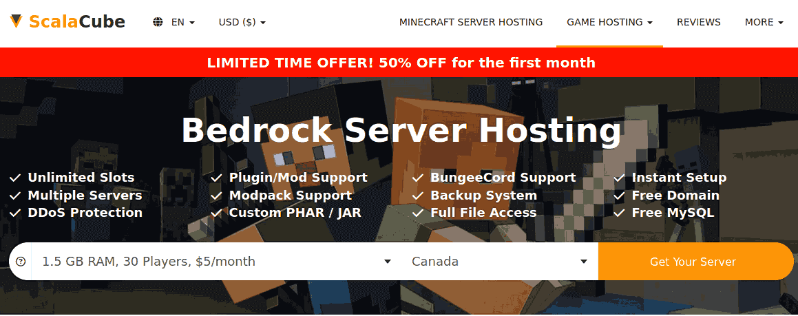scalacube best minecraft bedrock server hosting