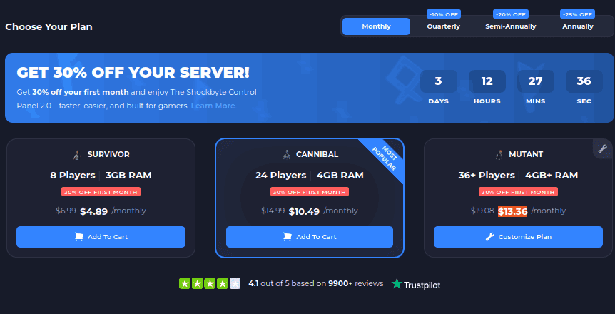shockbyte best the forest server hosting