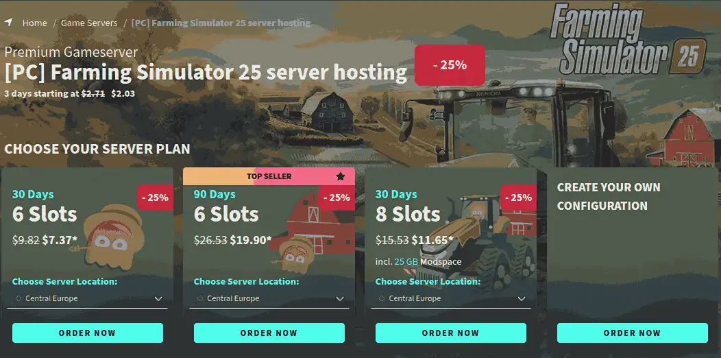 g-portal cheap Farming Simulator 25 server hosting