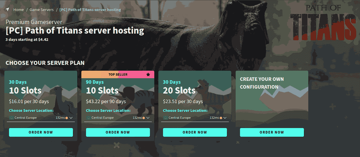 g-portal cheap Path of Titans server hosting