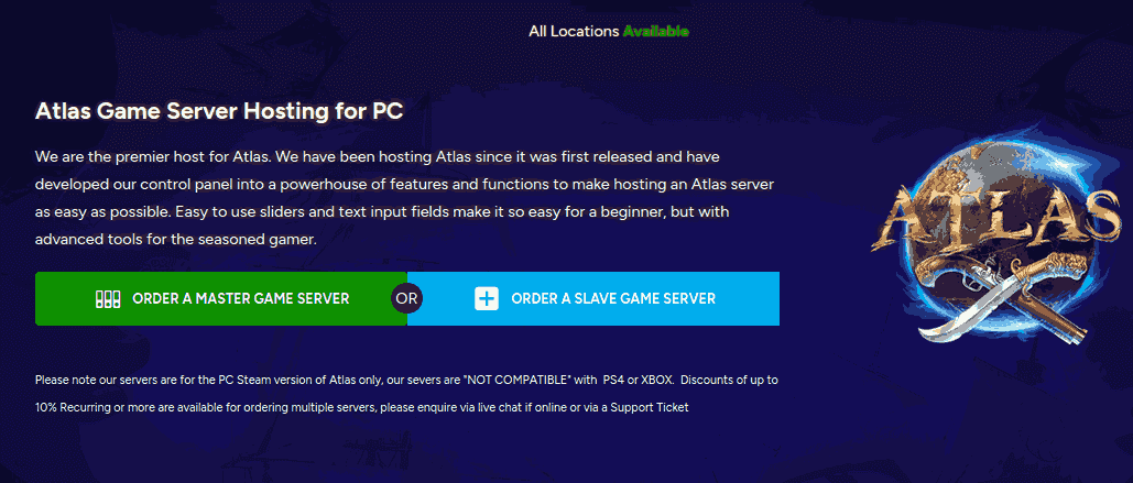 GTXGaming cheap ATLAS server hosting